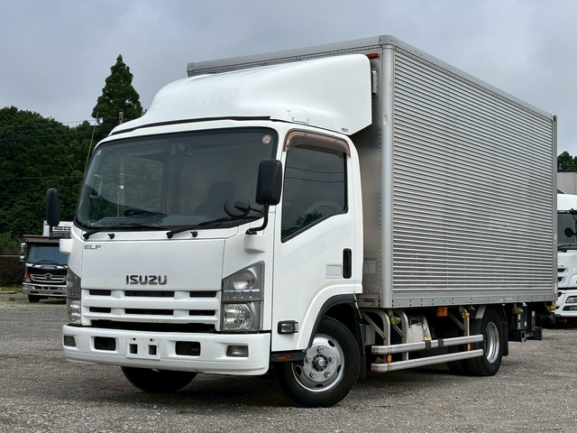 車検付き ワイドキャブ 白キャブ 跳ね上げゲート アルミバン サイド扉 マニュアル6速 いすゞエルフ 積載2トン 