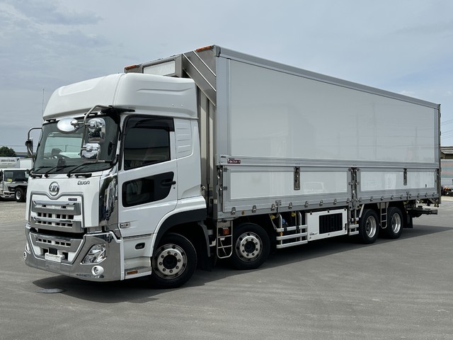【近日入庫予定】R3年 菱重サブエンジン搭載 冷凍ウイング 4軸低床 格納パワーゲート付 ハイルーフ リアエアサス キーストン床 ジョルダー4列 アルミホイール UDクオン 車検付き