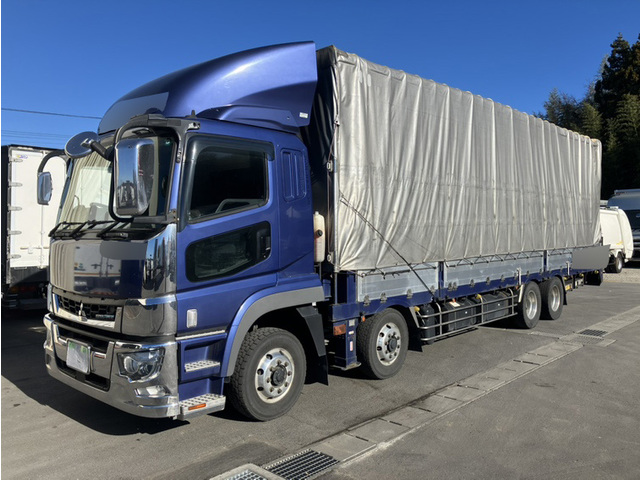 【近日入庫予定】R2年 スーパーグレート 4軸2デフ セルフロードデッキ アコーディオン幌付平ボディー ハイジャッキ リアエアサス シフトパイロット ウインチ 歩み板付