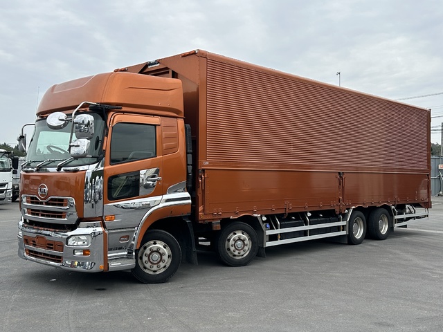 【インジェクター交換中】 H29年 格納パワーゲート付き 4軸アルミウイング ハイルーフ リアエアサス エスコット UDクオン 車検付き