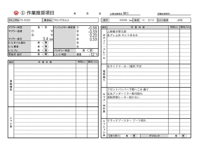 中古 日野 平ボディー 4トン(中型) H27年 TKG-FD9JLAA