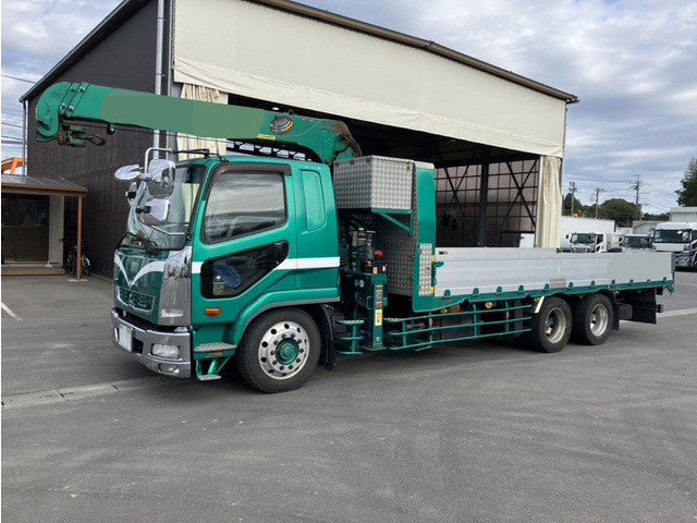 H25年 82.4万km時セミリビルトエンジン載せ替え済み 増トン(積載10.6t) 6×4 2デフ 古川ユニック製3段クレーン ラジコン・フックイン 6100ワイド アルミブロック 床鉄板 板バネ ふそうファイター 6速マニュアル