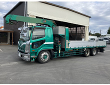 H25年 82.4万km時セミリビルトエンジン載せ替え済み 増トン(積載10.6t) 6×4 2デフ 古川ユニック製3段クレーン ラジコン・フックイン 6100ワイド アルミブロック 床鉄板 板バネ ふそうファイター 6速マニュアル