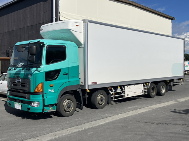 【近日入庫予定】 H29年 格納パワーゲート付き 4軸低床 冷凍バン 菱重サブエンジン 床アルミ縞板 ジョルダー4列 リアエアサス 7速マニュアル 日野プロフィア