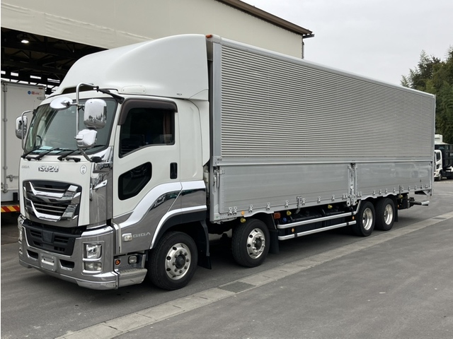 【近日入庫予定】 H30年 ギガ 4軸2デフ アルミウイング 格納パワーゲート リアエアサス アルミホイール 7MT