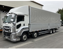 【近日入庫予定】 H30年 ギガ 4軸2デフ アルミウイング 格納パワーゲート リアエアサス アルミホイール 7MT