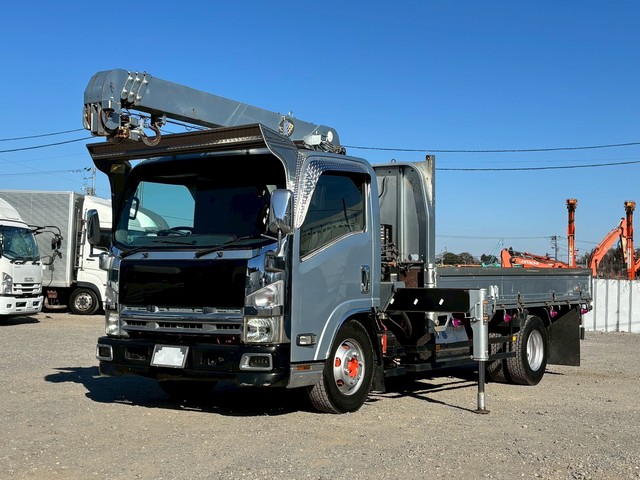 いすゞエルフ 古河ユニック 2.93トン吊り 4段クレーン ラジコン フックイン 超ロングボデー 積載3.35トン