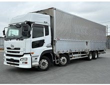 【近日入庫予定】 H28年 ハイルーフ 低床4軸 アルミウイング 内高265㎝ リアエアサス フルハーフ ステンレスパーツ多数 アルミホイール 日産UD クオン