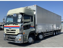  H29年 ハイルーフ 低床4軸 アルミウイング 内高264㎝ リアエアサス トレクス ステンレスパーツ多数 床鉄板 日産UD クオン