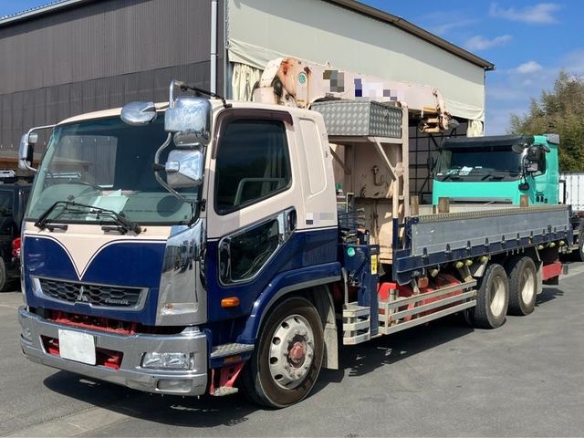 H29年 増トン 3軸2デフ 古川ユニック製3段クレーン ラジコン・フックイン 3方開40アオリ アルミブロック 5500ワイド 6速マニュアル ふそうファイター 車検付き