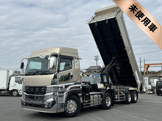 【未使用】 R８年 ダンプトレーラーセット！ ダンプレバー・油圧ポンプ付き トラクターヘッド 第５輪荷重11tトレクス製2軸土砂ダンプセミトレーラー 上物極東製 耐摩耗性鋼板・高張力鋼板 自動シート 内長700cm 積載20.2ｔ シングル引き