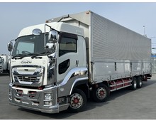 【近日入庫予定】 H29年 かぶせゲート付き 4軸アルミウイング ハイルーフ 内高264cm リアエアサス 7速マニュアル いすゞギガ 車検付き