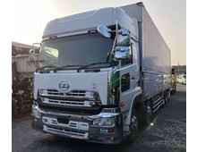 【近日入庫予定】 H27年 かぶせゲート付き 4軸アルミウイング 総輪エアサス ハイルーフ エスコット UDクオン