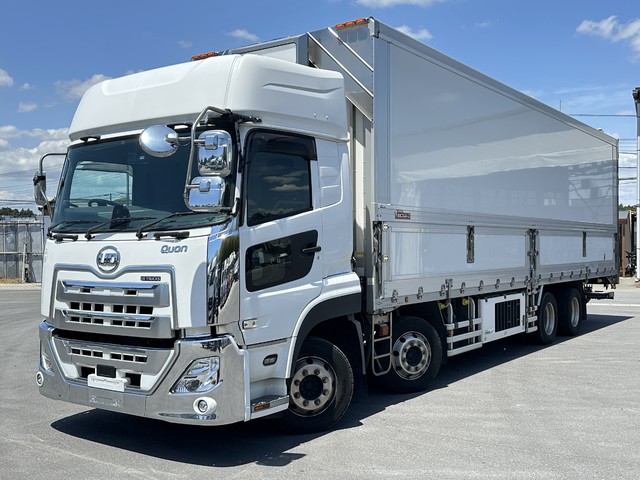 【近日入庫予定】R4年 菱重サブエンジン搭載 冷凍ウイング 4軸低床 格納パワーゲート付 ハイルーフ リアエアサス キーストン床 ジョルダー4列 アルミホイール UDクオン
