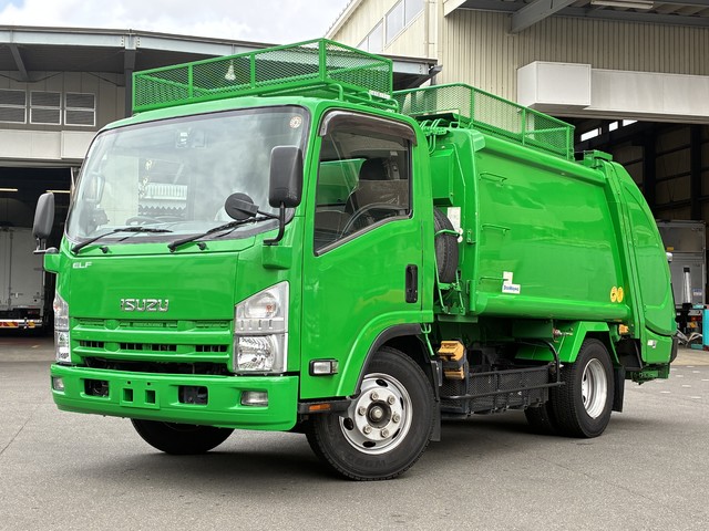 H26年 新明和製プレス式パッカー 塵芥車 6立米 連続スイッチ 汚水タンク付き いすゞエルフ 6速マニュアル 車検付き